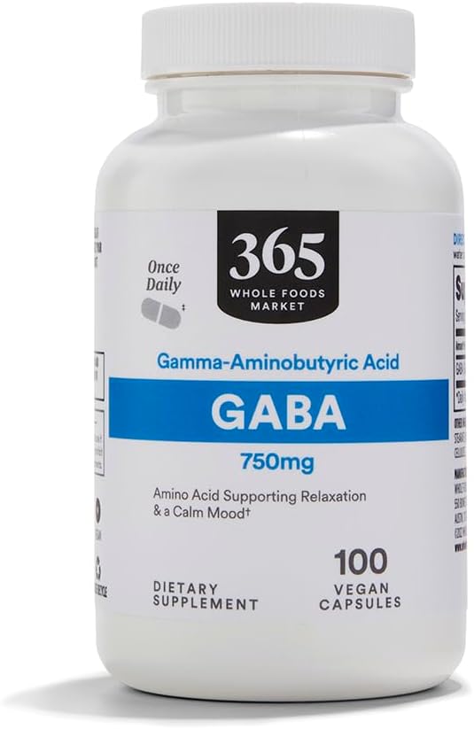 全食品市場、GABA 750Mg、100のベジタリアンのカプセルによる365