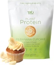 TRU植物ベースのプロテインパウダー、BCAA、AAA、20gビーガン玄米&エンドウ豆プロテイン、100カロリー、27ビタミン、人工味なし25サービング(ピーナッツバターバナナカップケーキ)