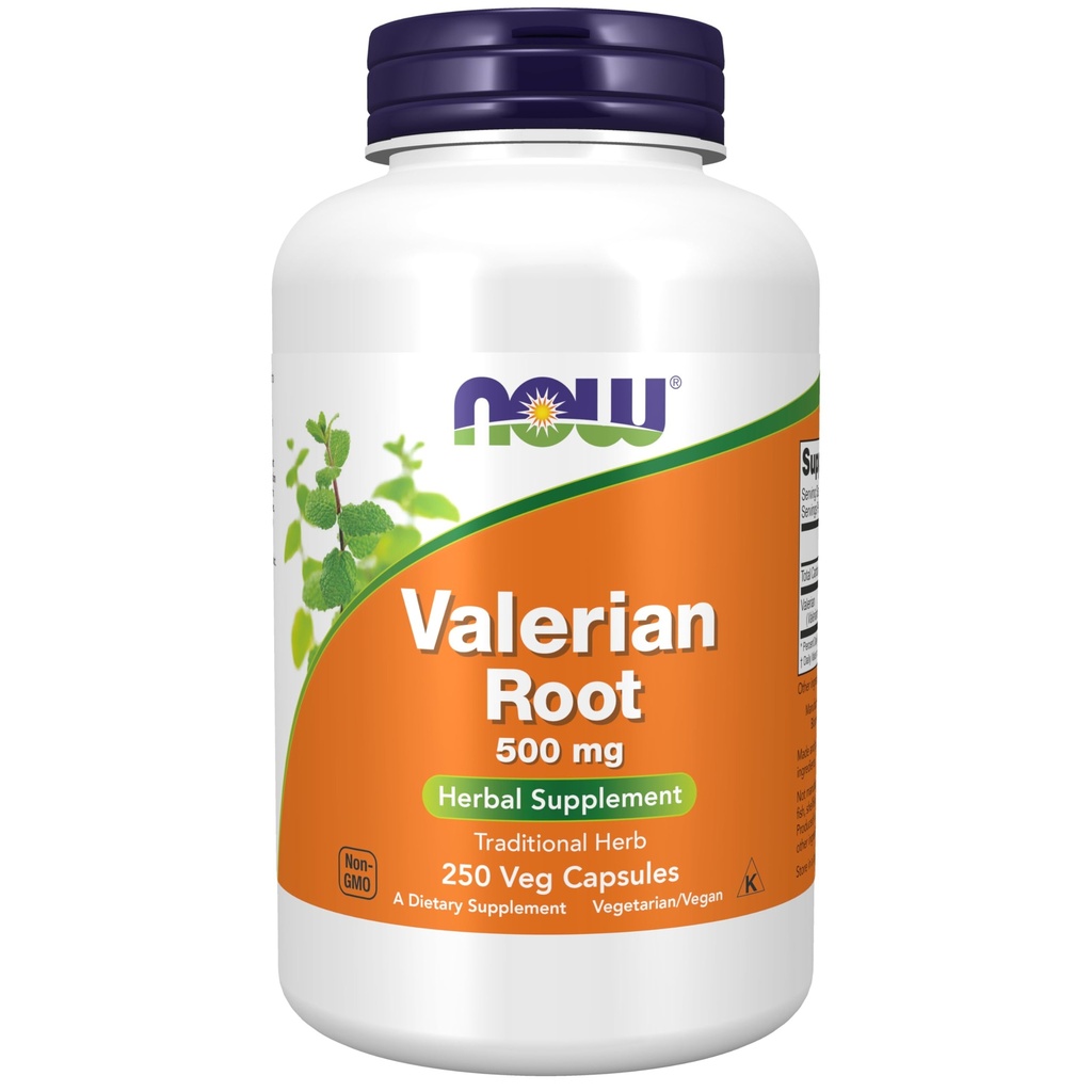 NOW食品は、Valerian Root(Valeriana officinalis)500mg、Herbal Supplement、250ベジカプセルを補います