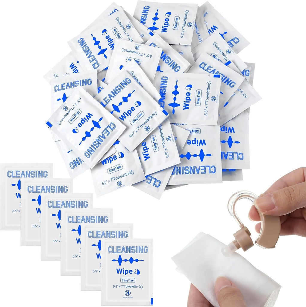 Timgle 200 カウント補聴器ワイプ 個人的にラップされたクリーニング タオルセット 電話クリーニング Wipes ラップトップクリーナー Wipes for Earwax Earbuds Sweat Earmold Earplugs in Ear Monitors Clean Removal