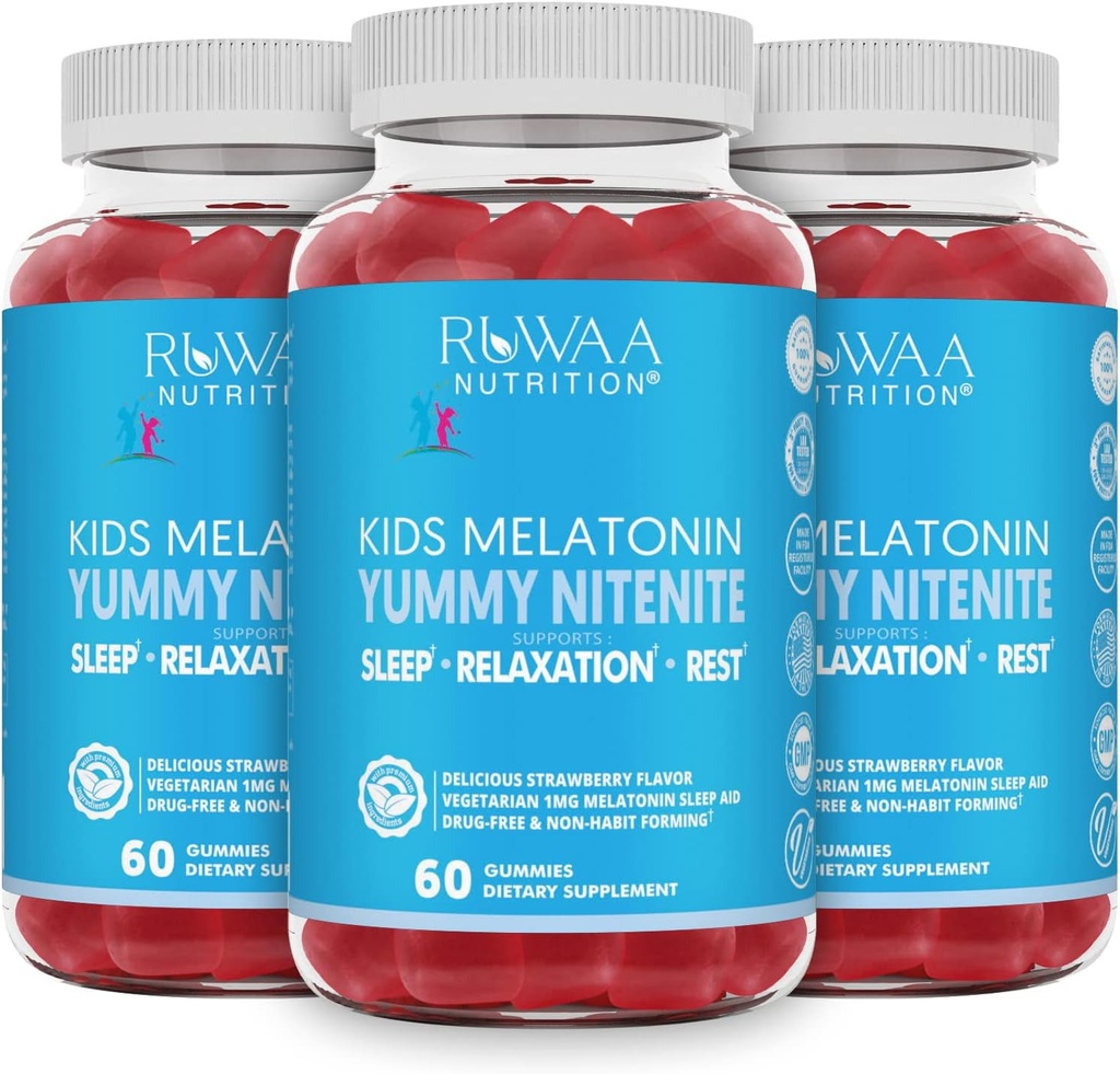 子供のためのMelatonin 1mgのガミー、安全で、薬物なしで及び子供のための有効な自然な睡眠の援助の補足。 キッズ1mgメラトニンガミー、グルテンフリーのベジタリアンは、年齢4 +のための睡眠製品を休息します。 180ct (3)