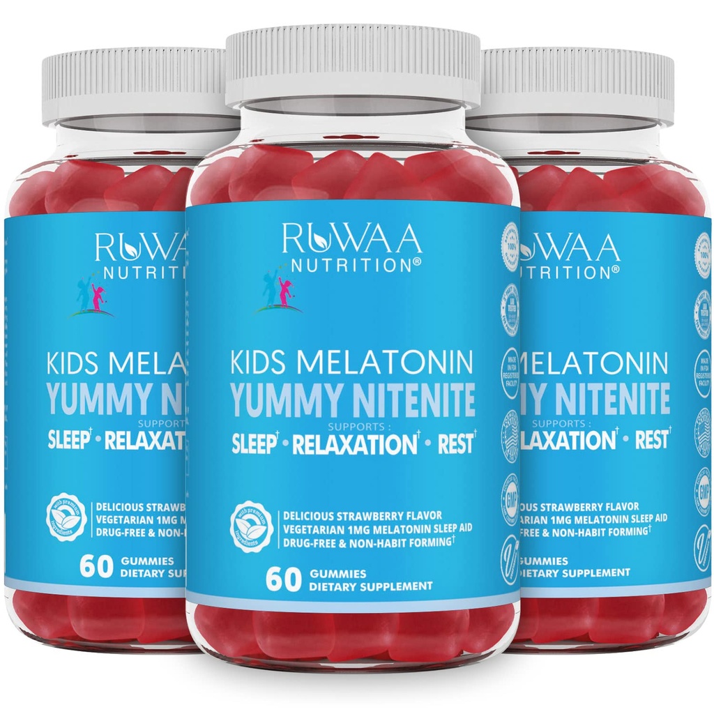 子供のためのMelatonin 1mgのガミー、安全で、薬物なしで及び子供のための有効な自然な睡眠の援助の補足。 キッズ1mgメラトニンガミー、グルテンフリーのベジタリアンは、年齢4 +のための睡眠製品を休息します。 180ct (3)