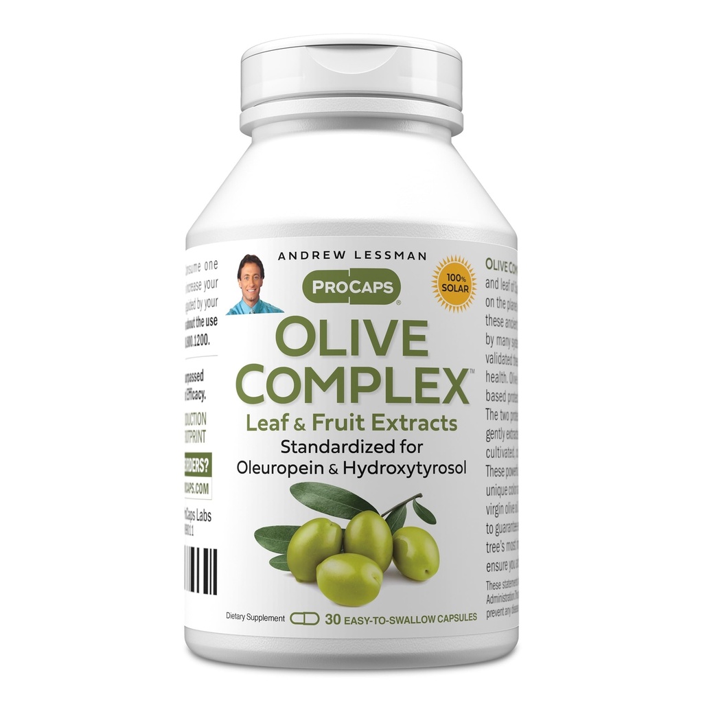 ANDREW LESSMAN Olive Complex - 30カプセル - 葉と果実エキス。 OleuropeinおよびHydroxytyrosolが心臓血管および免疫の健康を支えるために標準化しました。 カプセルを飲みやすい小型