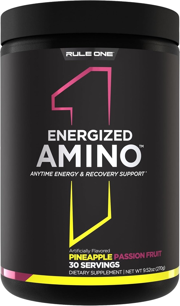 Rule 1 Energized Amino – BCAAs、グルタミン、Citrulline、ベータアラニン、グリーンコーヒー&ティーリーフ抽出物からカフェイン(30サービング、パイナップルパッションフルーツ)