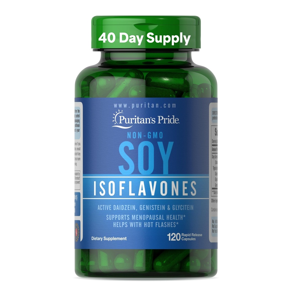 Puritan's Pride Non-GMO Soy Isoflavones 750mg、Active Daidzein、Genistein、Glyciteinによる栄養補助食品は、Menopauseとホットフラッシュ、120急速なリリースカプセルをサポート