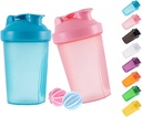 シェーカーボトルプロテインシェイクと16オンス/400MLシェーカーボトルウィスクボール、ノンBPAプラスチック(Blue+Pink(2PCS))