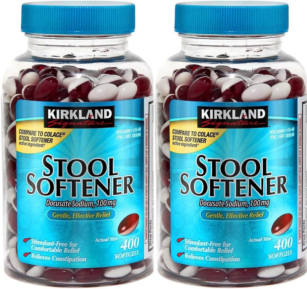 Kirklandのシグネチャースツール軟化剤のDocusateナトリウム100 Mg、800 Softgels/2Bottle