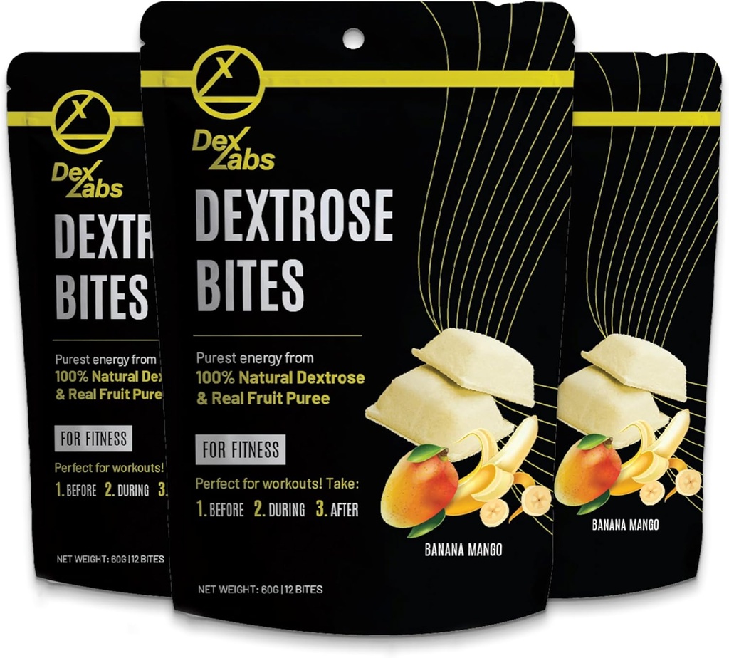 Dextroseビット - Dextroseパウダーで作られたDextroseメル - ワークアウトとランニングエネルギースナックのDextrose - グルコースタブレットポータブルエネルギーメルト(バナナマンゴー)(03)のパック