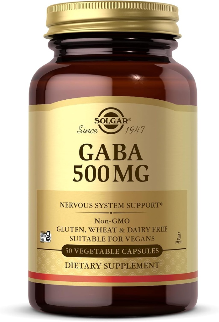 ソルガーGABA 500mg、50野菜カプセル - リラックス&神経系サポート - アミノ酸 - 非GMO、ヴィーガン、グルテンフリー、酪農場無料、コシャ - 50サービング