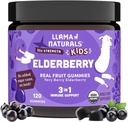 子供のためのLlama Naturals Elderberry Gummies, ビーガン, ビタミンCと亜鉛と有機免疫サポートサプリメント, 免疫のためのトドル実質の果実のおいしいビタミン, 咀嚼可能, 砂糖の杖なし, 120 Ct