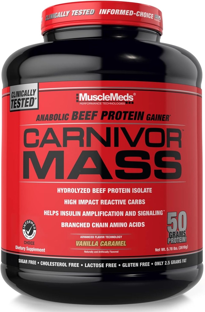 MuscleMedsのCarnivorの固まりの食事療法の補足、バニラキャラメル、5.78ポンド(002658)
