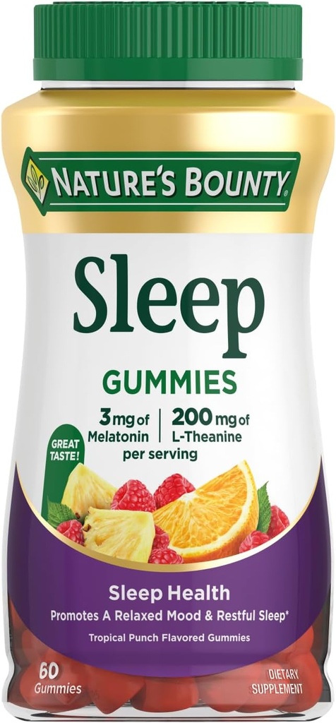 Nature's Bounty 3mgメラトニンと200mg Lテアニン、60カウント