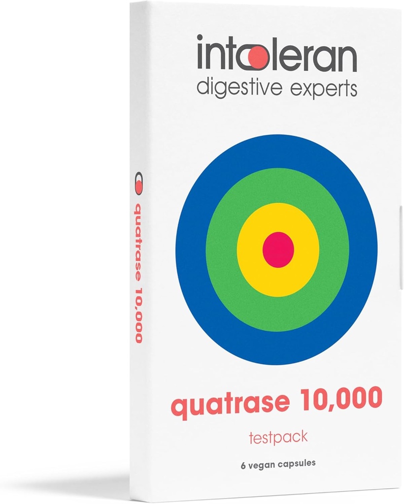 Intoleran Quatrase Forte Digestive Enzymes Testpack - 6 カプセル | FODMAP Intolerance の高用量サプリメント | ダイジェスト ラクトースとコンプレックス 炭水化物* | 純粋&ビーガン | 低FODMAP ...