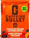 Caffeine Bullet Energy Chews - Chocolate Orange. 40 * 85mg - Faster Kick Than Pills, Gels and Gum. Sport Science for Running, Cycling, Gaming & A Pre Workout Endurance Boost.