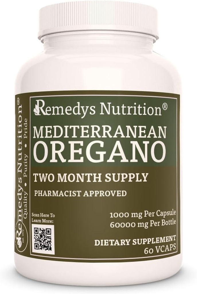 Remedyの栄養地中海オレガノ | 1,000 mg, 60 ビーガンカプセルハーブサプリメント | 2 ヶ月の供給