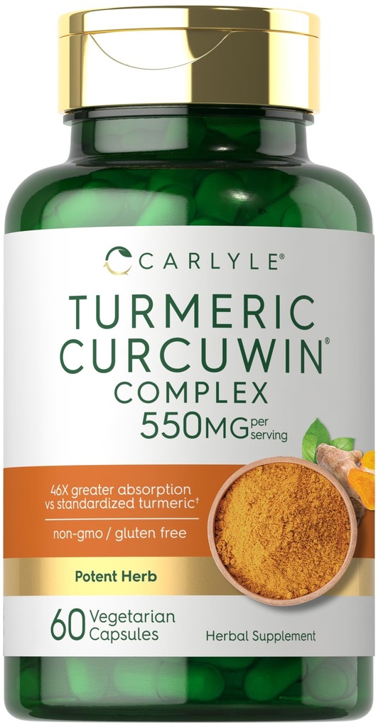 カルリールターメリックサプリメント 550mg | 60カプセル | カルクウィンエキスコン | ベジタリアン・ノンGMO・グルテンフリー対応商品