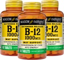 MASON NATURAL B-12 1000Mcg Cyanocobalamin 延長解放のタブレット、60 カウントのびん(パック3)