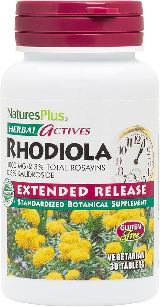 Natures Plus Rhodiola、拡張リリース - 1000mg、30ビーガンタブレット - エネルギー、フォーカス&ストレス救済のためのハーブサプリメント - ベジタリアン、グルテンフリー - 30サービング