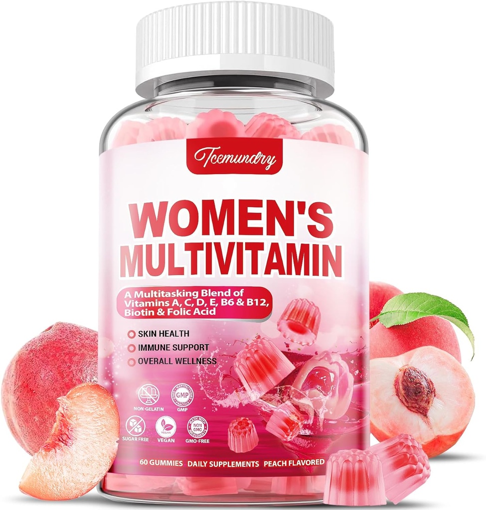 Womens Multivitamin Gummies - Sugar Free Multivitamin for Women with Vitamins A, C, D, E, Niacin, Folate, B6 & B12, Iron, Calcium, Zinc - Multi Vitamins & Minerals for Skin, Hair, Energy & Immune