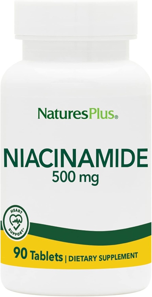 NaturesPlus Niacinamide - 500 mg, 90 Tablets - High Potency Vitamin B3 Supplement - Vegetarian, Gluten Free - 90 Servings