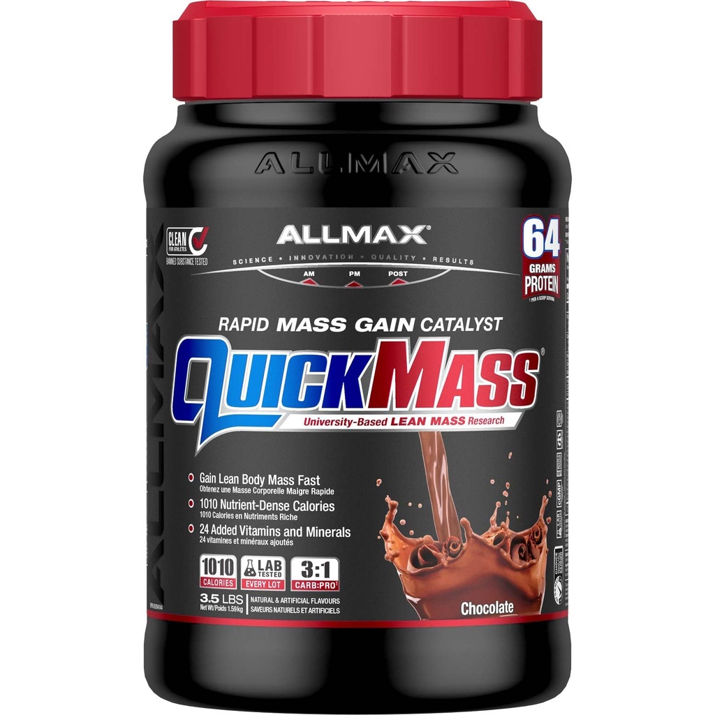 ALLMAX QUICKMASS, チョコレート - 3.5 lb - 急速な質量利益触媒 - 最大 64 グラムのタンパク質のサービング - 3:1 炭水化物からタンパク質比 - ゼロトランス脂肪 - 最大 24 のサービング
