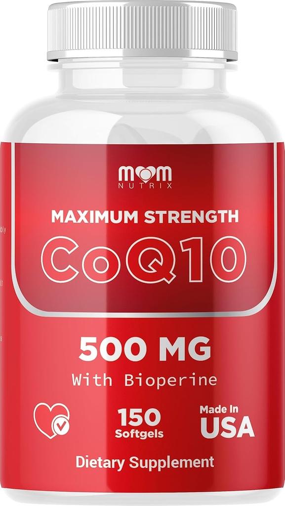 Dr. JOELのMOM Nutrix CoQ10 500mg - セルラーエネルギー生産サポート - バイオペリンで最高の吸収 - 150 Softgels - アメリカ製