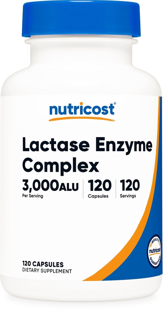 Nutricost ラクターゼ酵素コンプレックス 3,000 FCC ALU、120 ベジタリアンカプセル - Non-GMO、グルテンフリー、120 人前