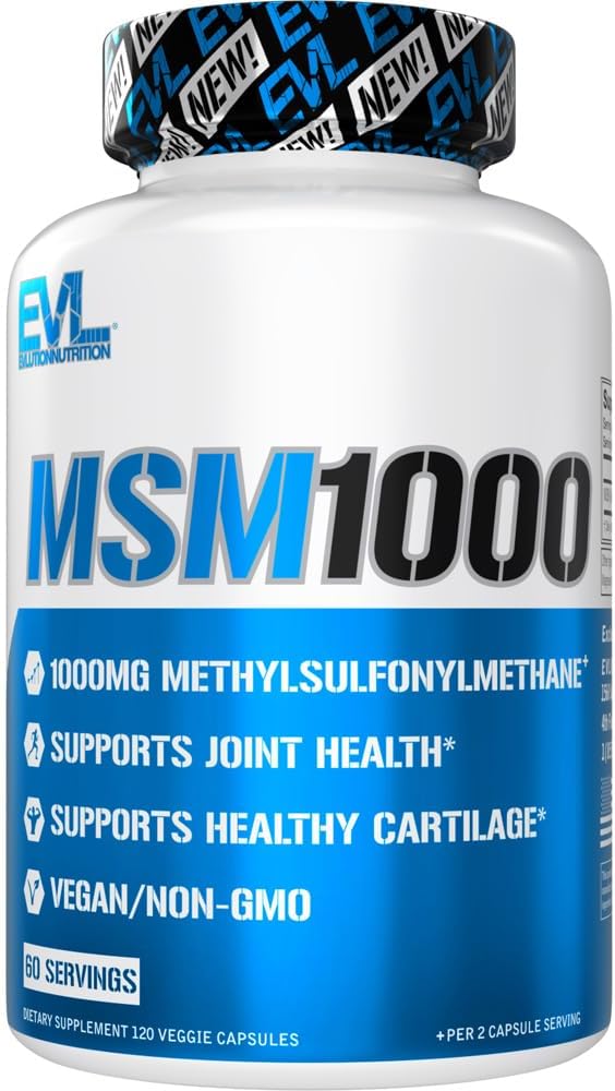 Evlutionの栄養MSM1000-1000 MG Methylsulfonylmethaneの補足-共同健康サポート-軟骨の補足-ビーガン+非GMO MSMのカプセル- 60のサービング