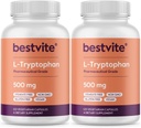 カプセルあたりBESTVITE L-Tryptophan 500mg(240ベジタリアンカプセル)(2-パック) - ステアライズなし - ゼラチンなし - ビーガン - グルテンフリーGMO