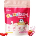 Colostrum Gummies、1000 mgの草のFedのColostrum Chews Colostrumの補足Gutの健康、毛の成長、美および免疫サポート、いちごの味60のサービング