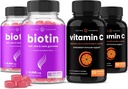 NutraChamps Biotin Gummies (2 Pack) and Vitamin C Capsules (2 Pack) 4 Pack Bundle