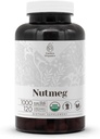 Nutmeg USDA Organic 120 Capsules | High-Potency Natural Supplement | Certified Organic Vegetarian Capsules and Organic Nutmeg (Myristica fragrans) Dried Nut (120 Capsules)