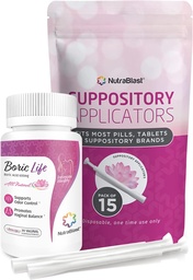 NutraBlastのホウ素酸の腟のSuppositories 600mgはApplicator、30のSuppositories及び15のアプリケーターと束ねます - Feminineの心配-米国製