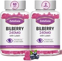 2 Pack Lutein Gummmies Eye Health Supplement for Adults, Lutein & Zeaxanthin Supplements Eye Vitamins Gummies, Bilberry with Lutein for Promoting Eye & Vision - 120 Gummies