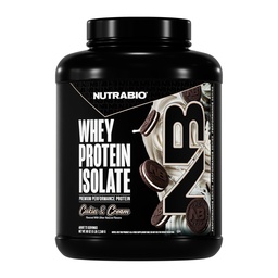 NutraBio 100%の乳清蛋白質の隔離蛋白質の粉、完全なアミノ酸のプロフィール、大豆およびグルテンフリー、低い炭水化物および低いカロリーの乳蛋白質の粉、クッキー及びクリーム、5つのLbsの25g蛋白質。