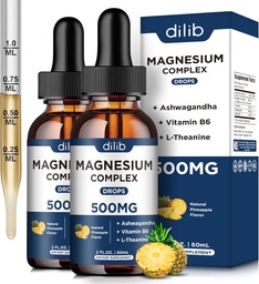 マグネシウムのGlycinateの液体は500mg -クエン酸塩、Malate、Ashwagandha、L-Theanine、睡眠のためのビタミンB6、圧力救助、筋肉、パイナップルの味の4 Fl Ozを低下させます