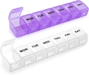 Small Pill Organizer 2 Times a Day, 2 Pack 7 Day Pill Box 1 Time a Day, Travel Friendly Day Night Vitamin Organizer, Weekly Pill Case Container