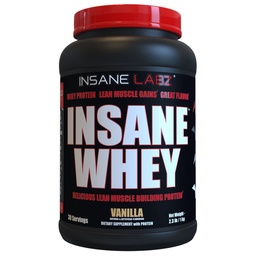 Insane Labz Insane Whey、100%の筋肉建物の乳蛋白質、BCAAのアミノ酸のプロフィール、固まりの利益、食事の取り替え(Vanilla、30のサービング)