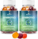 BeLive Synbiotics - Probiotic & Prebiotic Fiber Gummies – High Strength Inulin (3g), Dietary Fiber Supplement, Digestive Support for Kids & Adults - Strawberry, Lemon, Blueberry Flavor | 2-Pack