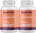 BESTVITE L-Methionine 500mg (240 ベジタリアンカプセル) (120x2) - なしのステア - ビーガン - 非GMO - グルテンフリー