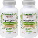 Quantumの健康SuperLysine+の高度の方式の免疫学サポート補足のLysine 1500のmgのビタミンC EchinaceaのLicoriceの蜂のプロポリス及び無臭のニンニク- 180のタブレット(2のパック)