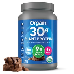 Orgainオーガニック30gビーガンプロテインパウダー、チョコレート9g EAA + BCAAs、植物タンパク質、6gプレバイオティクス+繊維、1g砂糖、プレワークアウト、筋肉サポート+回復 - 2.01lb(パッケージ5月Vary)