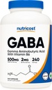 Nutricost GABA (Gamma Aminobutyric Acid) + Vitamin B6, 500mg per Serving, 240 Capsules