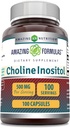 Amazing Formulas Choline & Inositol 500 Mg Supplement | Capsules | Non-GMO | Gluten-Free | Made in USA (1 Pack | 100 Count)