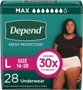 Depend Fresh Protection Adult Diapers, Incontinence & Postpartum Bladder Leak Underwear for Women, Disposable, Maximum, Large, Blush, 28 Count, Packaging May Vary