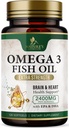 Omega 3 魚油サプリメント 2400 mg - トリプル強度オメガ3 - エッセンシャル脂肪酸と EPA & DHA - 自然な免疫、脳と心臓の健康サポート - ビルプレス、レモン風味、ワイルドキャッチ - 120 ソフトゲル