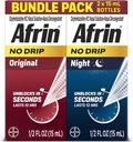 Afrin なし Drip オリジナル + ナイト鼻ミストバンドルパック, 非眠気, 鼻の混雑と鼻の圧力救助のための高速演技デカンストラント, 大人と子供 6 以上, .5 fl oz (パッケージ 2)