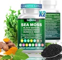 Sea Moss 7000mg - Black Seed Oil 2000mg - Ashwagandha 1000mg - Bladderwrack 1000mg - Turmeric 1000mg - Burdock 1000mg - Vitamin C 90mg - Vitamin D3 1000IU - Multiple Minerals 350mg - 180 Capsules