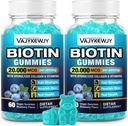 2 Pack Vegan Biotin Gummies for Hair, Skin & Nails - 20,000 mcg per Serving, Suitable for Women & Men - 120 Gummies