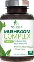 Mushroom Brain Supplement 1330 mg - 10 in 1 High Strength Mushroom Complex with Lions Mane, Turkey Tail, Reishi, Cordyceps, Chaga & Brain Nootropic Complex for Memory & Focus Support - 120 Capsules